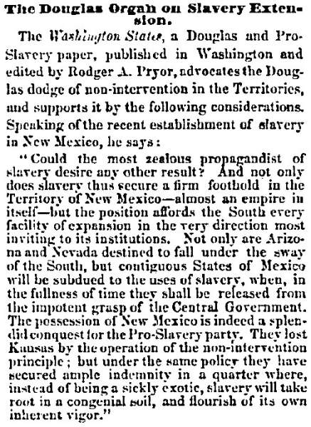 “The Douglas Organ on Slavery Extension,” Chicago (IL) Press and Tribune, April 14, 1859
