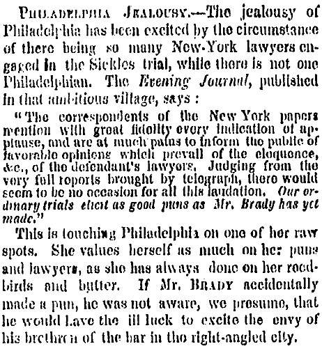 “Philadelphia Jealousy,” New York Times, April 19, 1859