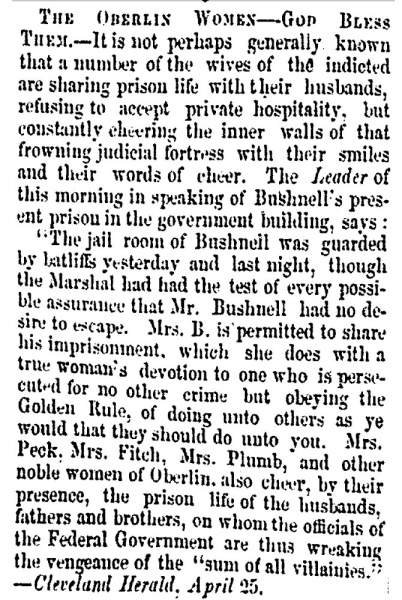 “The Oberlin Women,” Milwaukee (WI) Sentinel, April 28, 1859