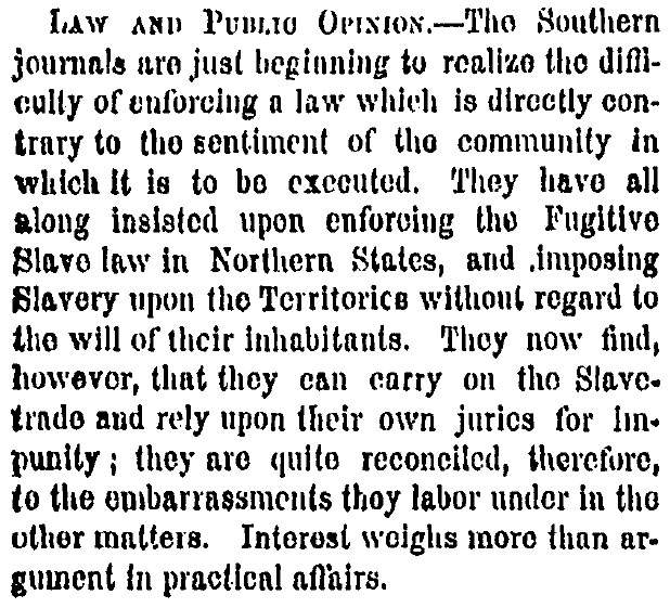 “Law and Public Opinion,” New York Times, April 30, 1859