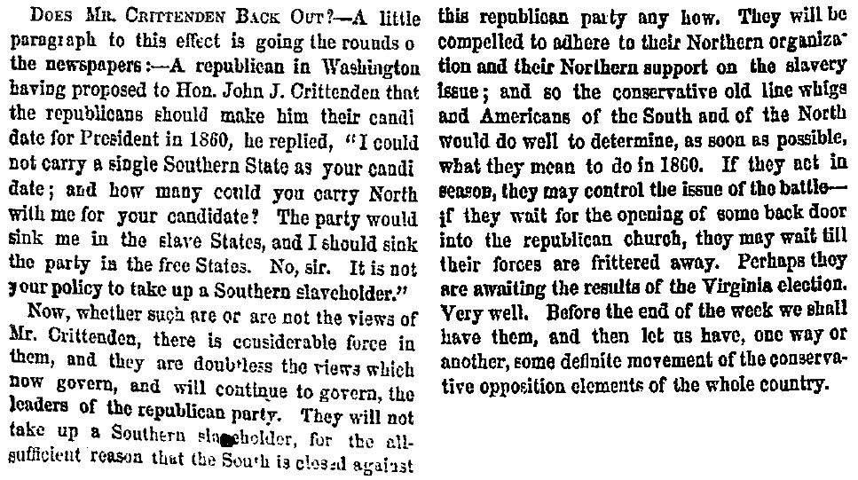 “Does Mr. Crittenden Back Out?,” New York Herald, May 22, 1859