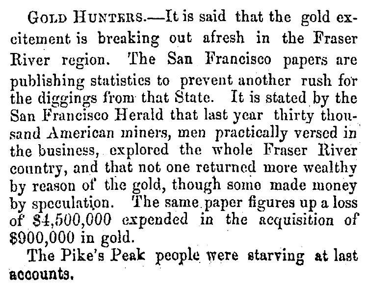 “Gold Hunters,” Fayetteville (NC) Observer, May 23, 1859