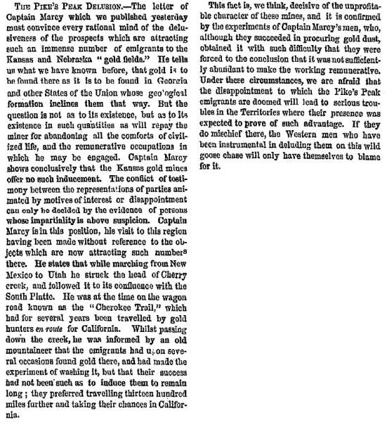 “The Pike’s Peak Delusion,” New York Herald, May 29, 1859