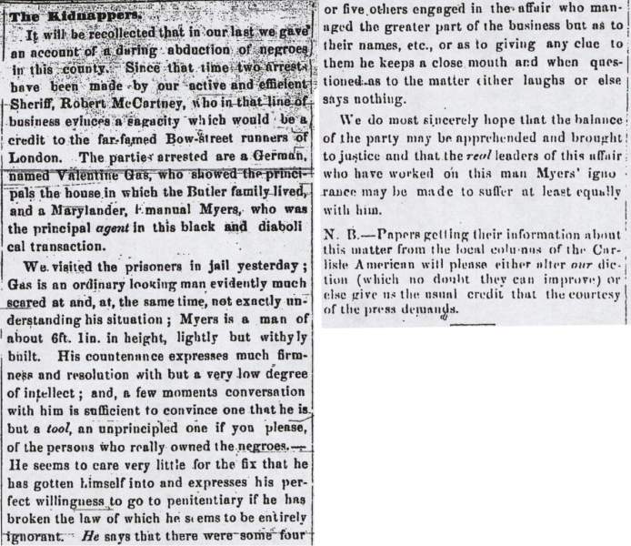“The Kidnappers,” Carlisle (PA) American, June 22, 1859