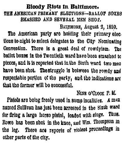 “Bloody Riots in Baltimore,” New York Herald, August 3, 1859