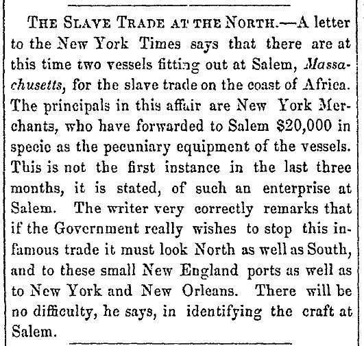 “The Slave Trade at the North,” Fayetteville (NC) Observer, August 11, 1859