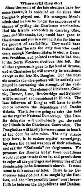 “Where will they Go?,” Chicago (IL) Press and Tribune, October 17, 1859