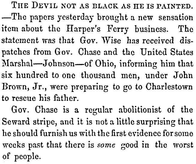 "The Devil Not As Black As He Is Painted," Fayetteville (NC) Observer, November 24, 1859