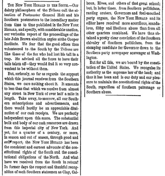 “The New York Herald in the South,” New York Herald, December 18, 1859