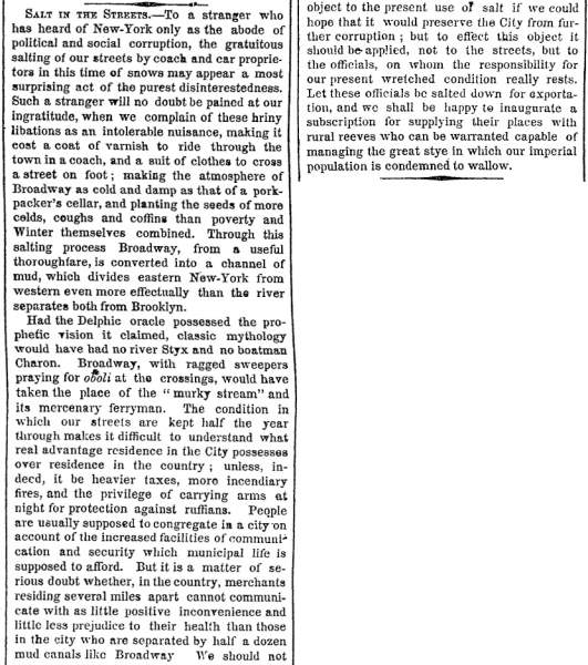 “Salt in the Streets,” New York Times, February 20, 1860