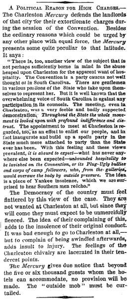 “A Political Reason for High Charges,” New York Times, March 28, 1860