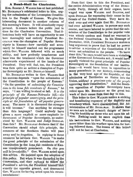 “A Bomb-Shell for Charleston,” New York Times, April 19, 1860