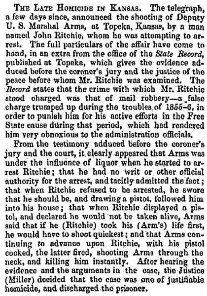 “The Late Homicide in Kansas,” Boston (MA) Liberator, May 4, 1860