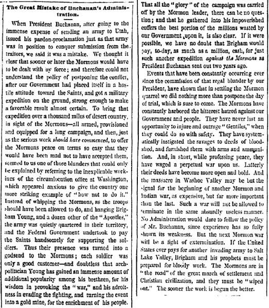 “The Great Mistake of the Buchanan’s Administration,” San Francisco (CA) Evening Bulletin, May 15, 1860