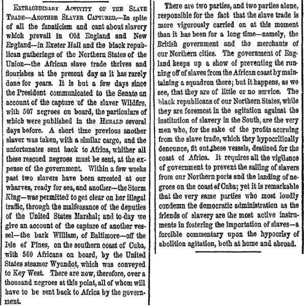 “Extraordinary Activity of the Slave Trade,” New York Herald, May 22, 1860