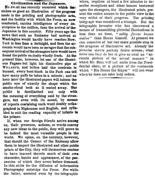 “Civilization and the Japanese,” New York Times, May 26, 1860