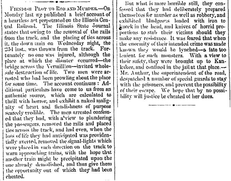 “Fiendish Plot to Rob and Murder,” (Jackson) Mississippian, June 27, 1860