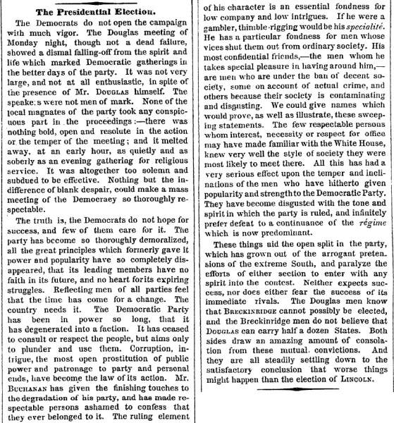 “The Presidential Election,” New York Times, July 4, 1860