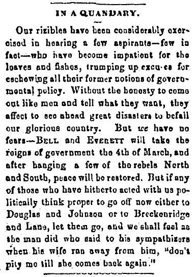 “In A Quandary,” Charlestown (VA) Free Press, July 12, 1860