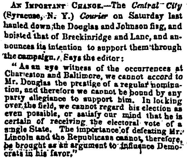 “An Important Change,” Chicago (IL) Press and Tribune, July 19, 1860
