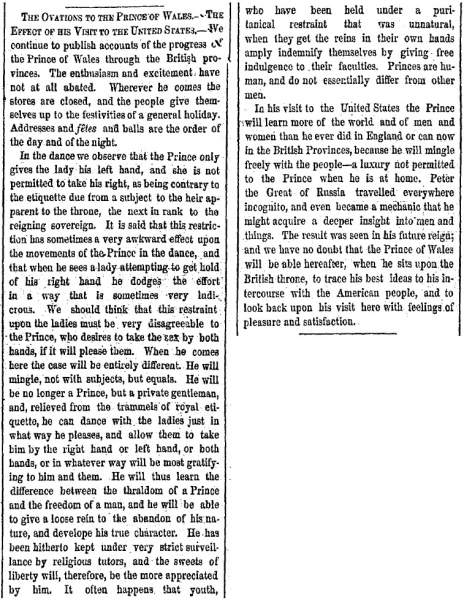 “The Ovations to the Prince of Wales,” New York Herald, August 9, 1860
