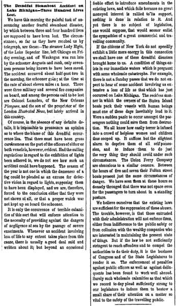 “The Dreadful Steamboat Accident on Lake Michigan,” New York Herald, September 9, 1860