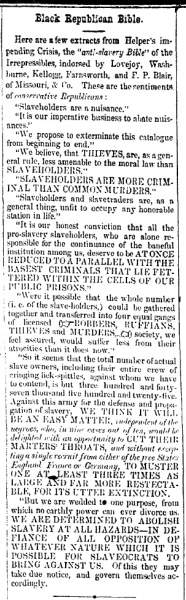 "Black Republican Bible," (Jackson) Mississippian, September 26, 1860