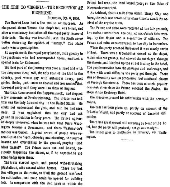 “The Trip to Virginia,” New York Herald, October 7, 1860