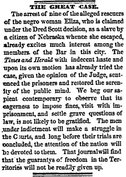 "The Great Case," Chicago (IL) Tribune, November 21, 1860
