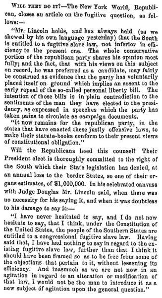 “Will They Do It?,” Fayetteville (NC) Observer, November 22, 1860