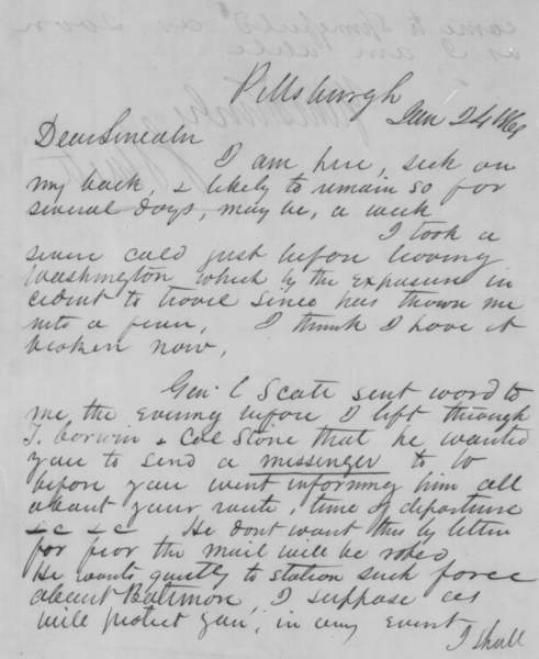 Leonard Swett to Abraham Lincoln, January 24, 1861 (Page 1)