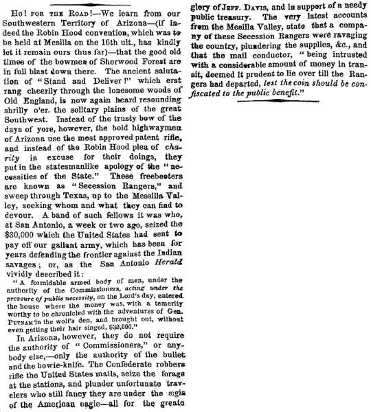 “Ho! For The Road!,” New York Times, April 4, 1861