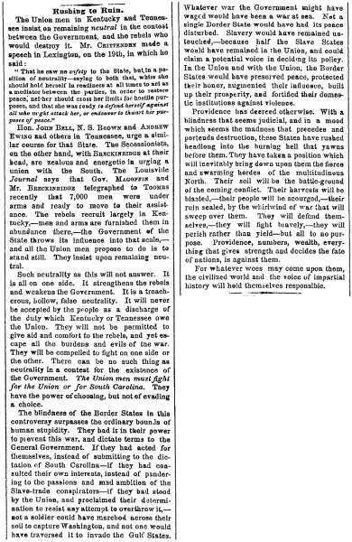 “Rushing to Ruin,” New York Times, April 26, 1861