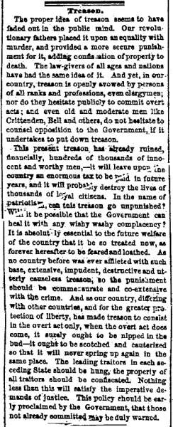 “Treason,” Chicago (IL) Tribune, May 15, 1861