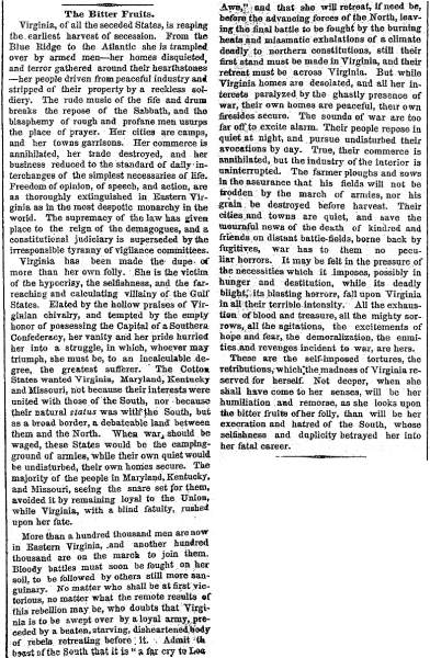 “The Bitter Fruits,” New York Times, June 10, 1861