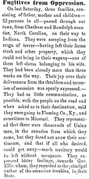 “Fugitives from Oppression,” Ripley (OH) Bee, June 20, 1861