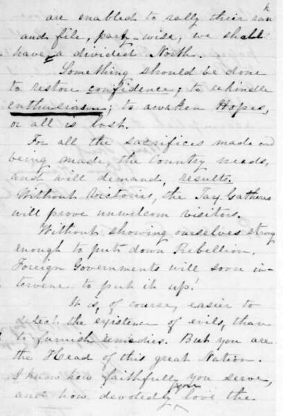 Thurlow Weed to Abraham Lincoln, August 18, 1861 (Page 3)