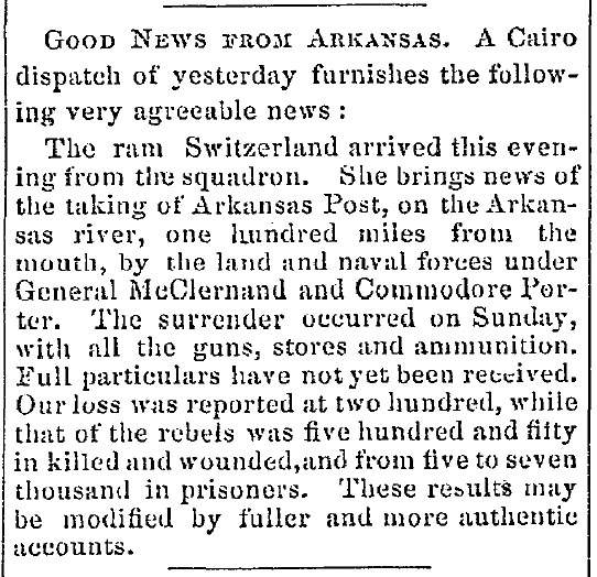 “Good News From Arkansas,” Lowell (MA) Citizen & News, January 17, 1863