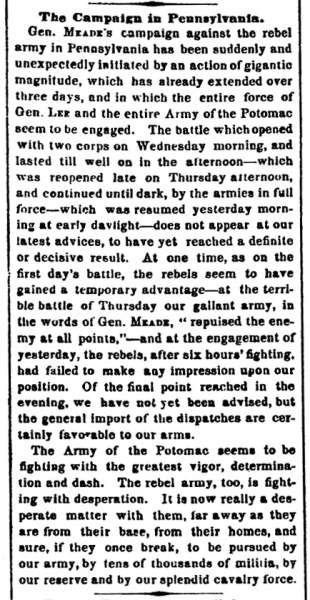 “The Campaign in Pennsylvania,” New York Times, July 4, 1863