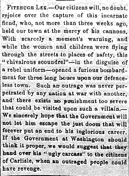 “Fitzhugh Lee,” Carlisle (PA) American, July 22, 1863