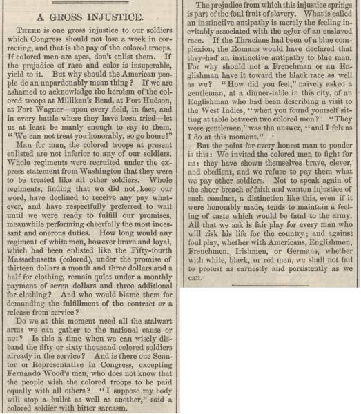 “A Gross Injustice,” Harper’s Weekly, February 13, 1864