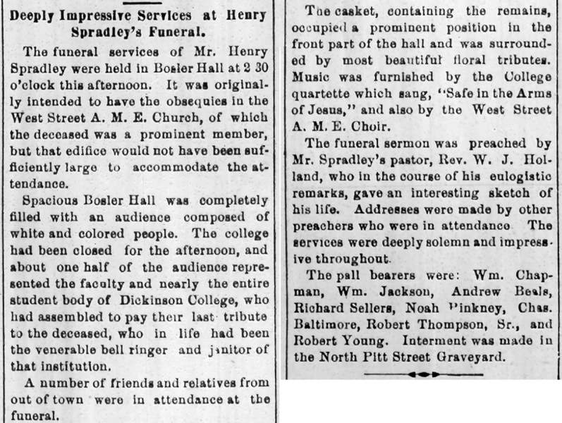 “Laid to Rest,” Carlisle (PA) Herald, April 12, 1897