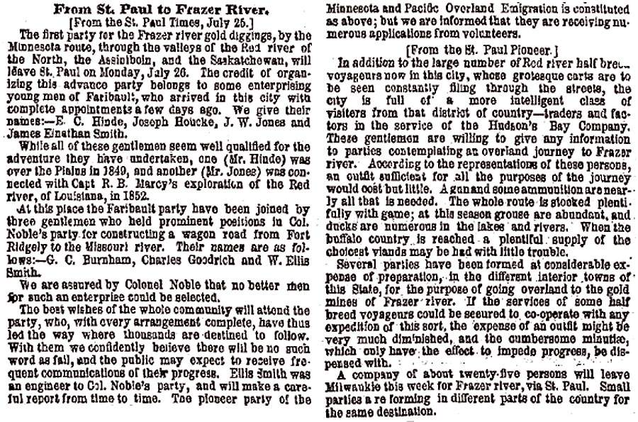  “From St. Paul to Frazer River,” New York Herald, August 7, 1858