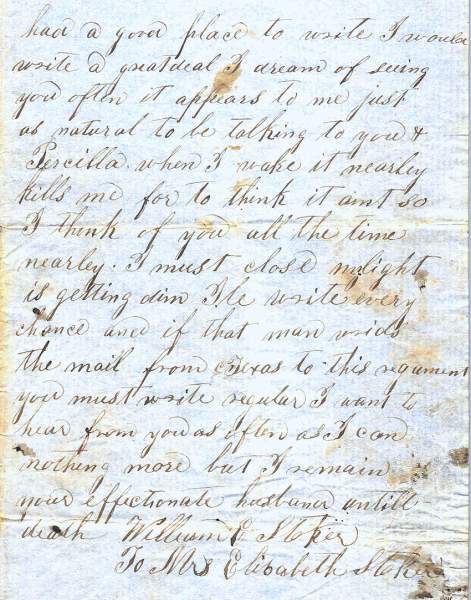 William Elisha Stoker to Elizabeth E. Stoker, August 27, 1862 (Page 3)