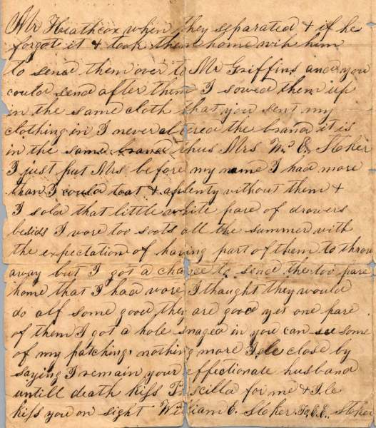 William Elisha Stoker to Elizabeth E. Stoker, December 6, 1862 (Page 4)