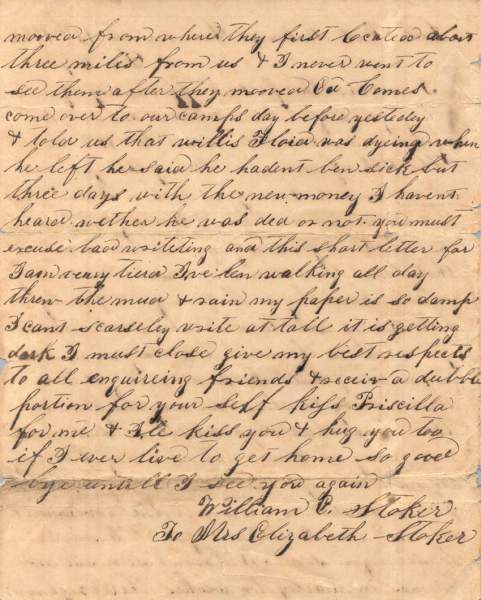 William Elisha Stoker to Elizabeth E. Stoker, December 13, 1862 (Page 2)