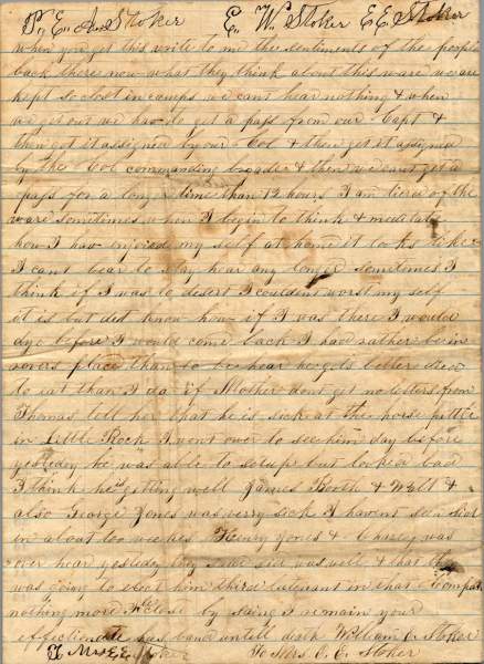 William Elisha Stoker to Elizabeth E. Stoker, December 21, 1862 (Page 4)