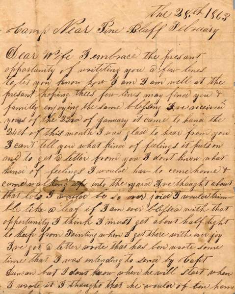 William Elisha Stoker to Elizabeth E. Stoker, February 28, 1863 (Page 1)