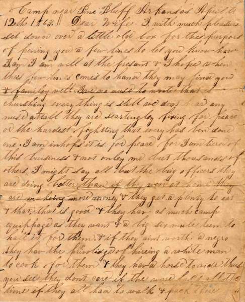 William Elisha Stoker to Elizabeth E. Stoker, April 12, 1863 (Page 1)