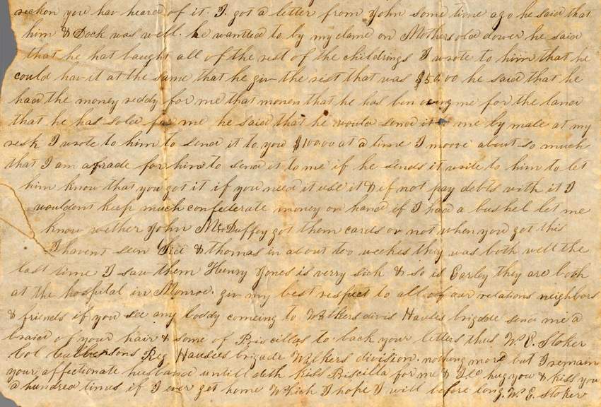 William Elisha Stoker to Elizabeth E. Stoker, July 18, 1863 (Page 4)
